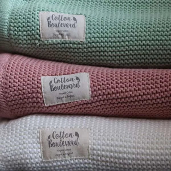 Organic Cotton Knitted Blanket - Pink