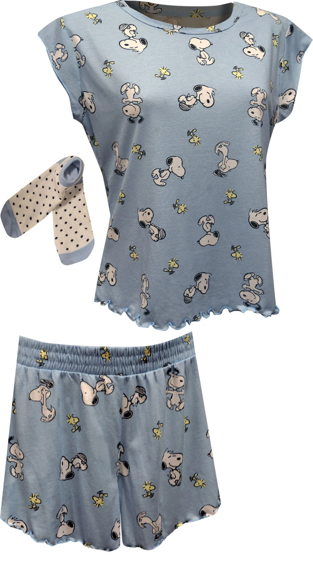 Peanuts Snoopy and Woodstock Shortie Pajama with Socks