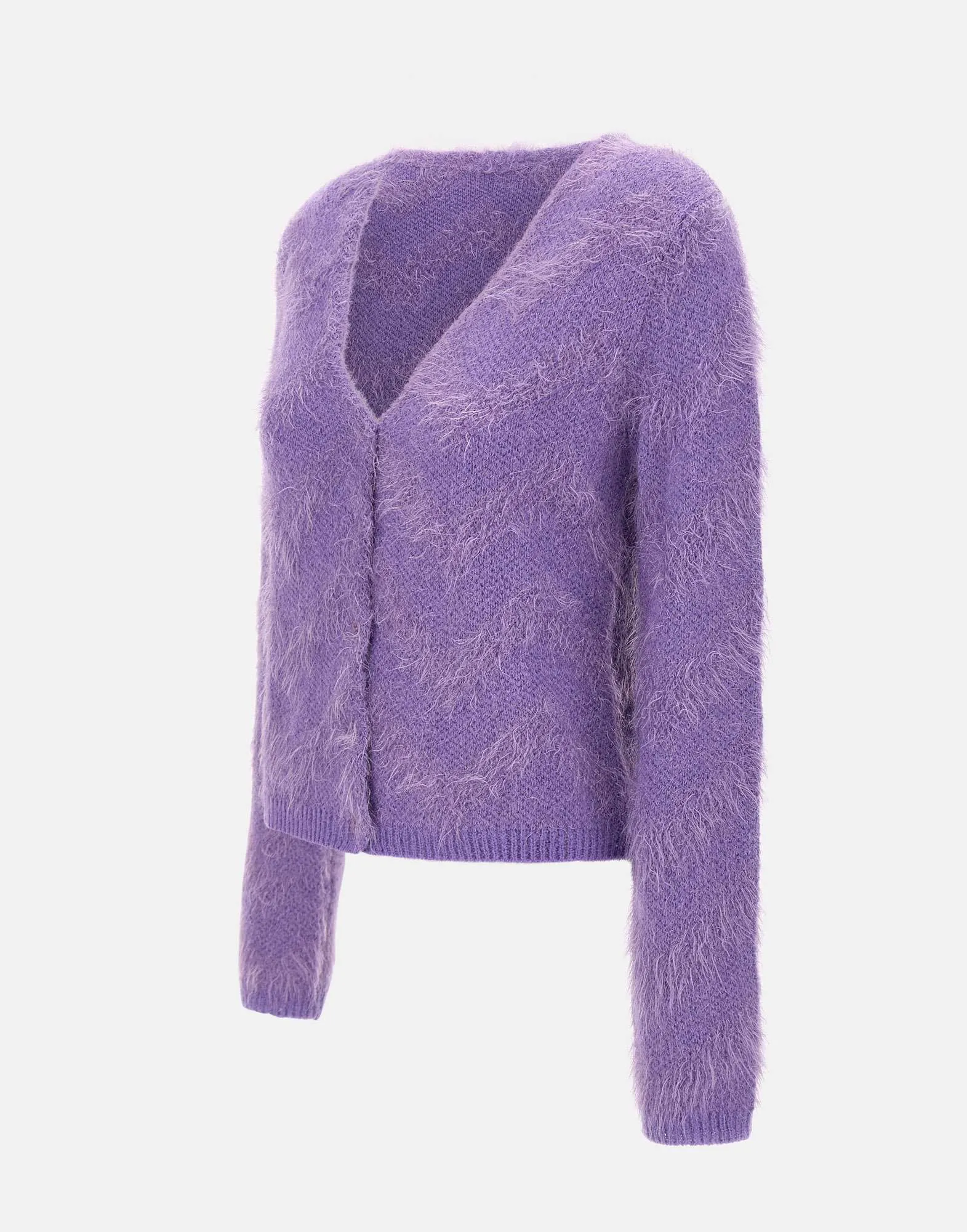 Purple Mohair Cardigan with Lurex