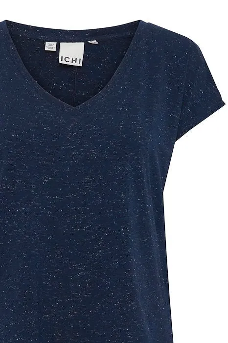 Rebel Fleck V-Neck Tee in navy