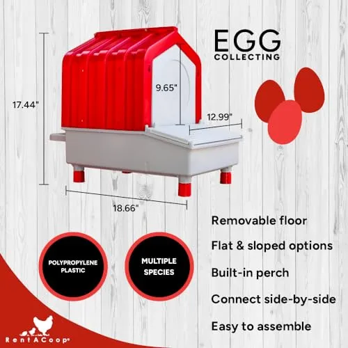 RentACoop Mobile Hen Den Roll-Out 1-Hole Chicken Nesting Box with Legs for Chicken Coop