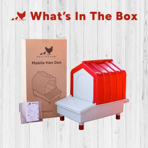 RentACoop Mobile Hen Den Roll-Out 1-Hole Chicken Nesting Box with Legs for Chicken Coop