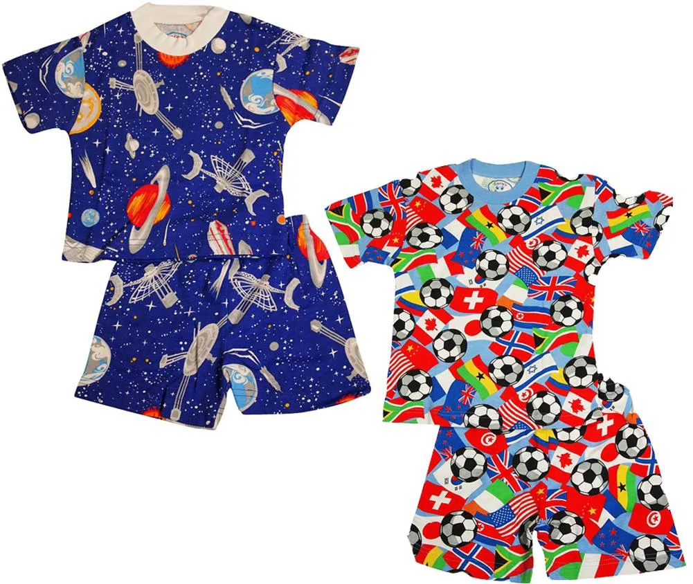 Sara's Prints Infant Boys Two Piece Short Sleeve Short Relaxed Fit Pajama Set, 35277