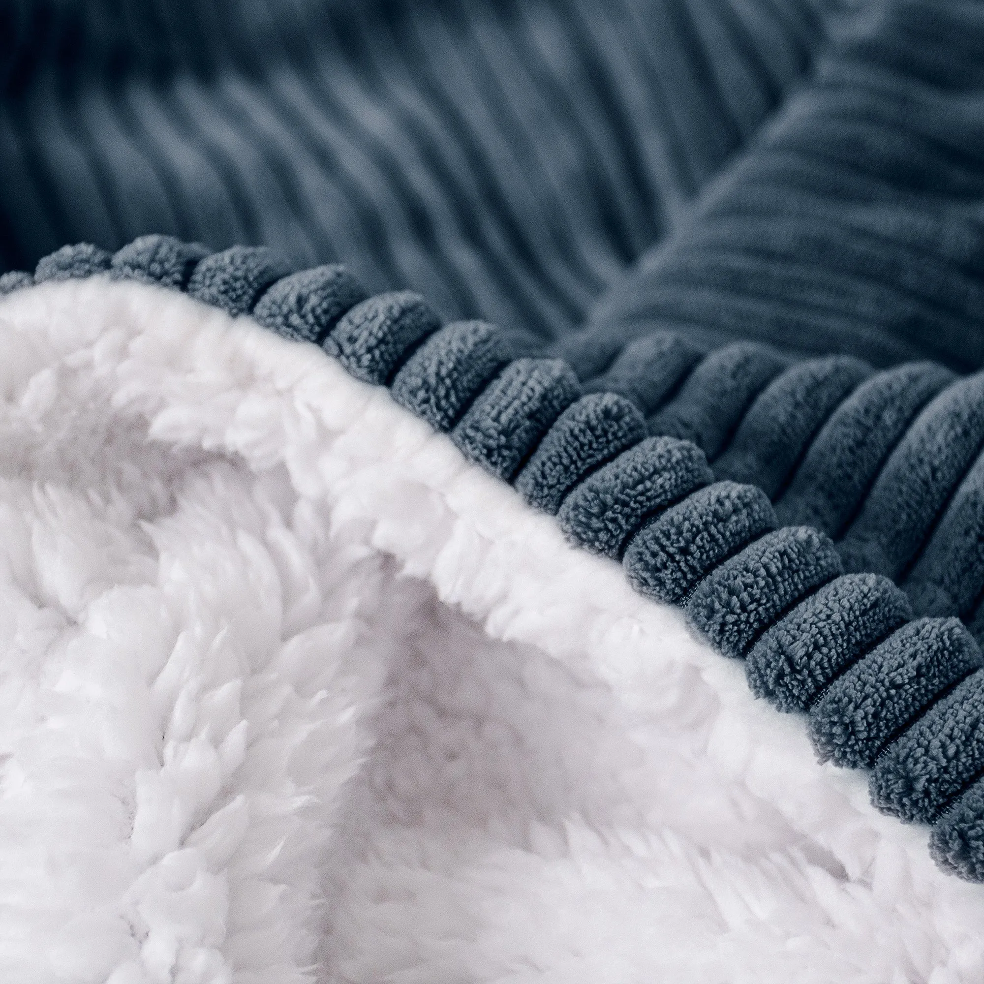 Sherpa Throw / Blanket - Cord Navy Blue