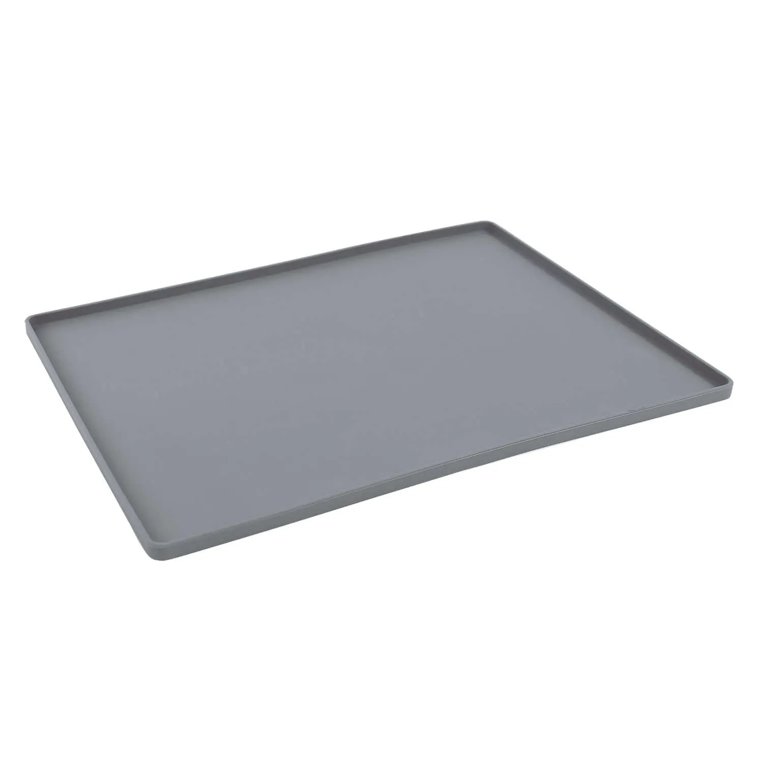 Silicone Non-Slip Pet Bowl Mat with Raised Edge, 15.75" x 12"