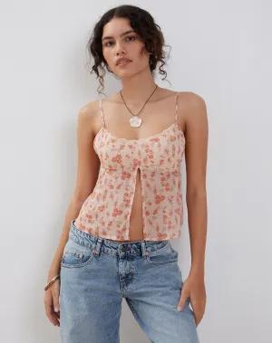 Slavina Cami Butterfly Top in Peach Cherry Blossom