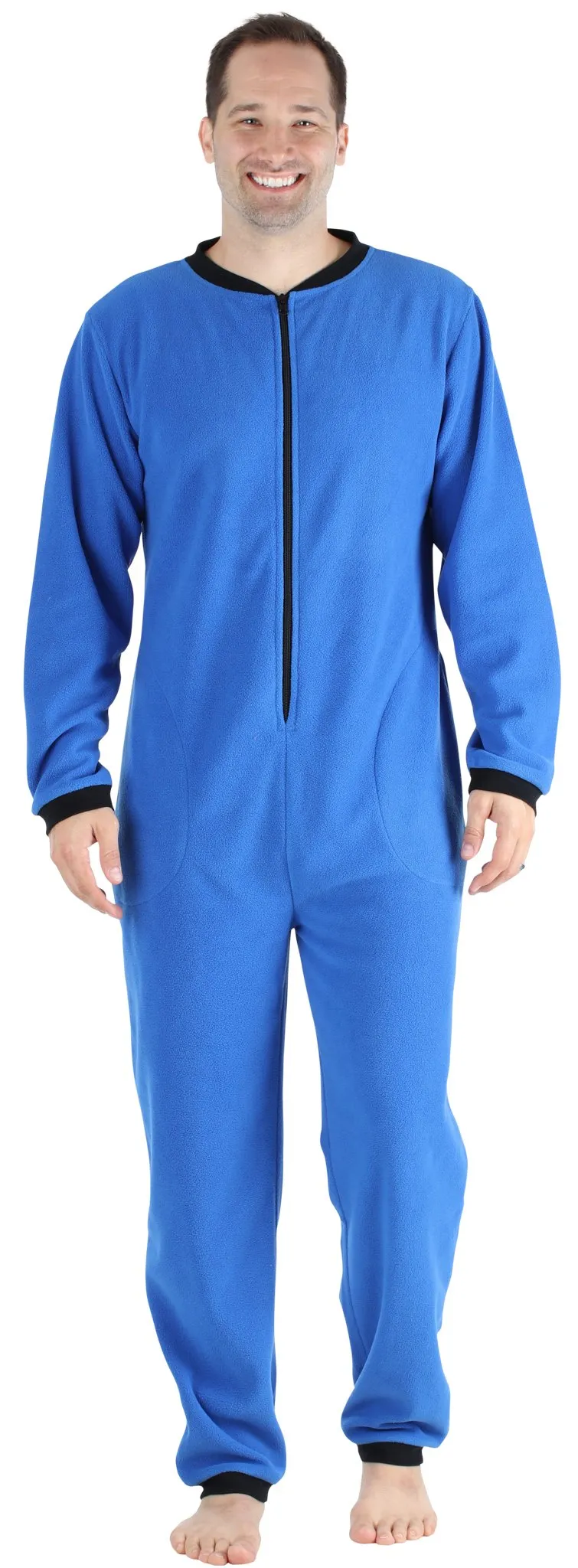 Sleepyheads Men’s Fleece Non-Footed Solid Color Onesie Pajamas Jumpsuit