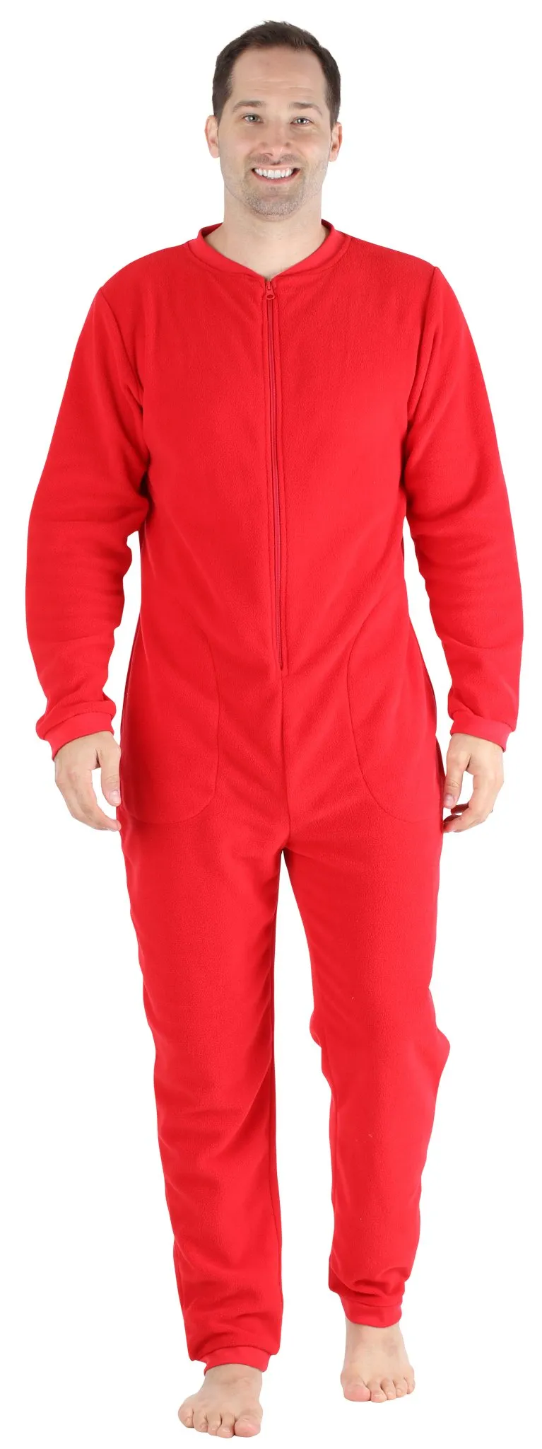 Sleepyheads Men’s Fleece Non-Footed Solid Color Onesie Pajamas Jumpsuit