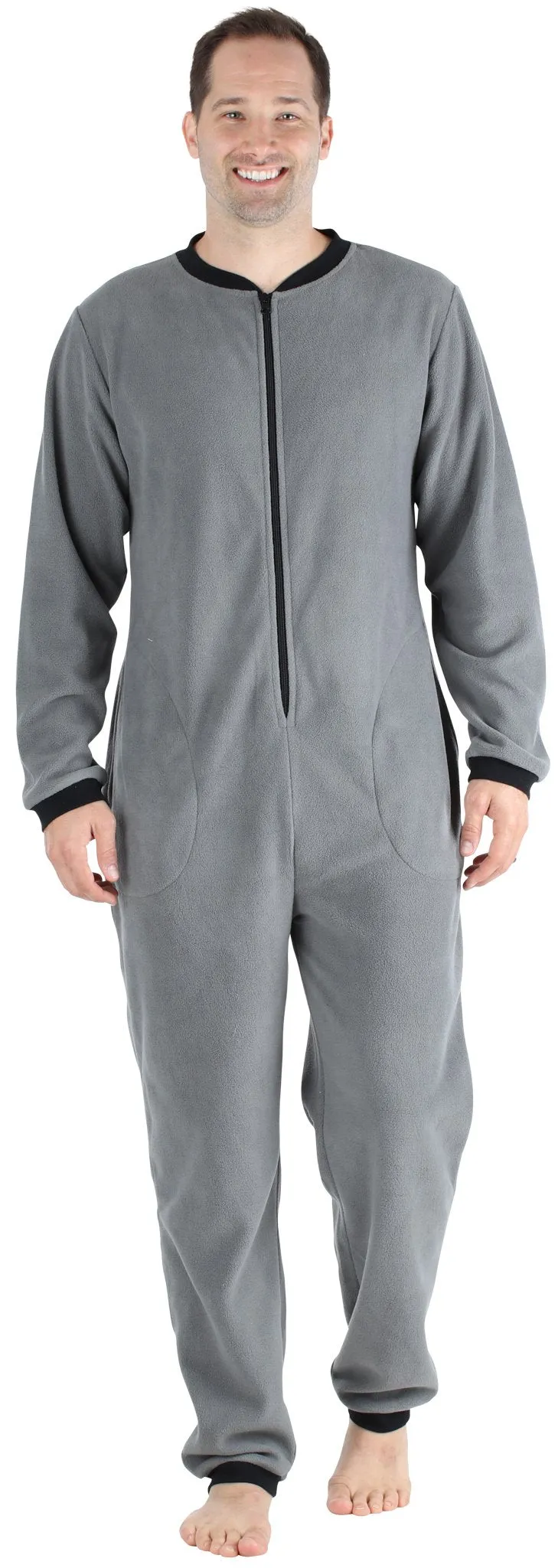 Sleepyheads Men’s Fleece Non-Footed Solid Color Onesie Pajamas Jumpsuit