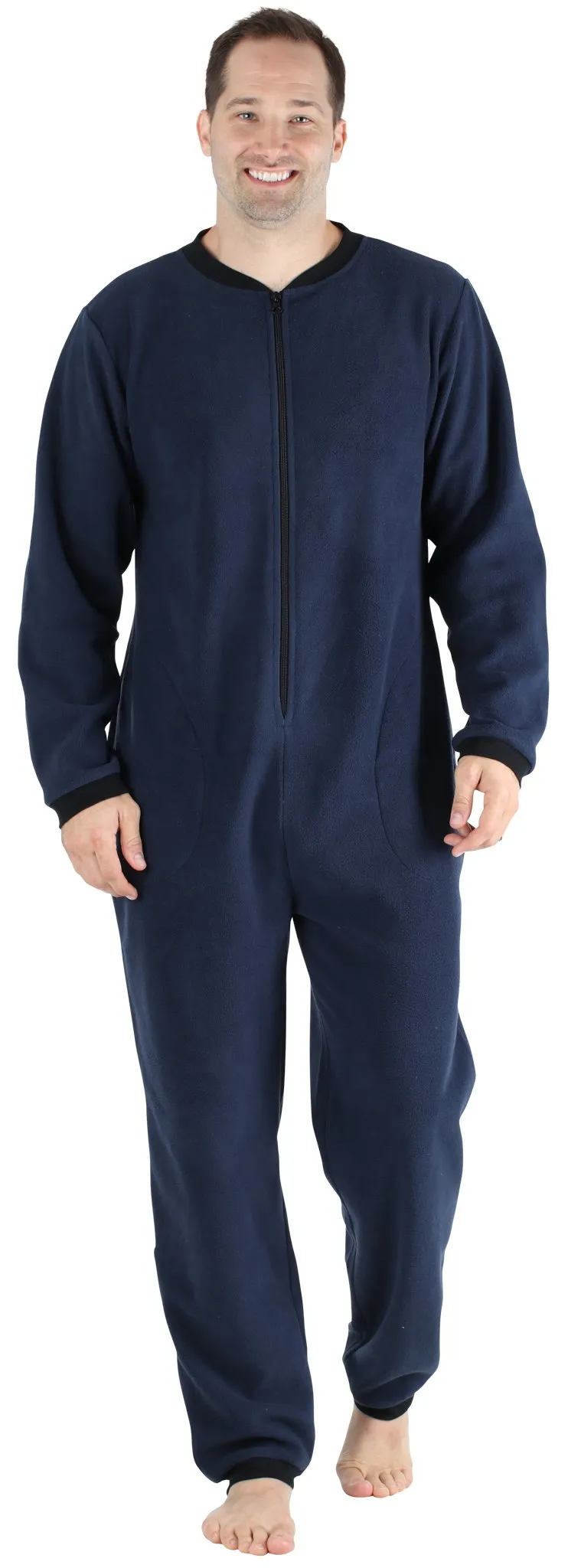 Sleepyheads Men’s Fleece Non-Footed Solid Color Onesie Pajamas Jumpsuit