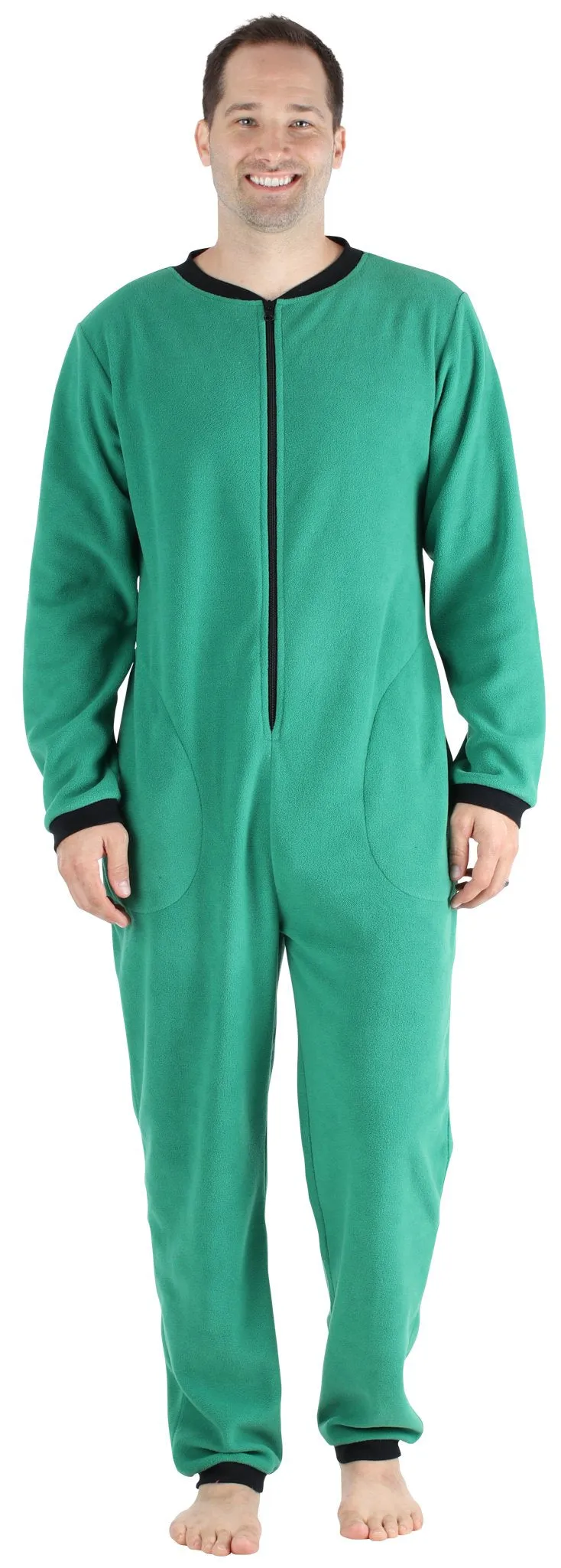 Sleepyheads Men’s Fleece Non-Footed Solid Color Onesie Pajamas Jumpsuit