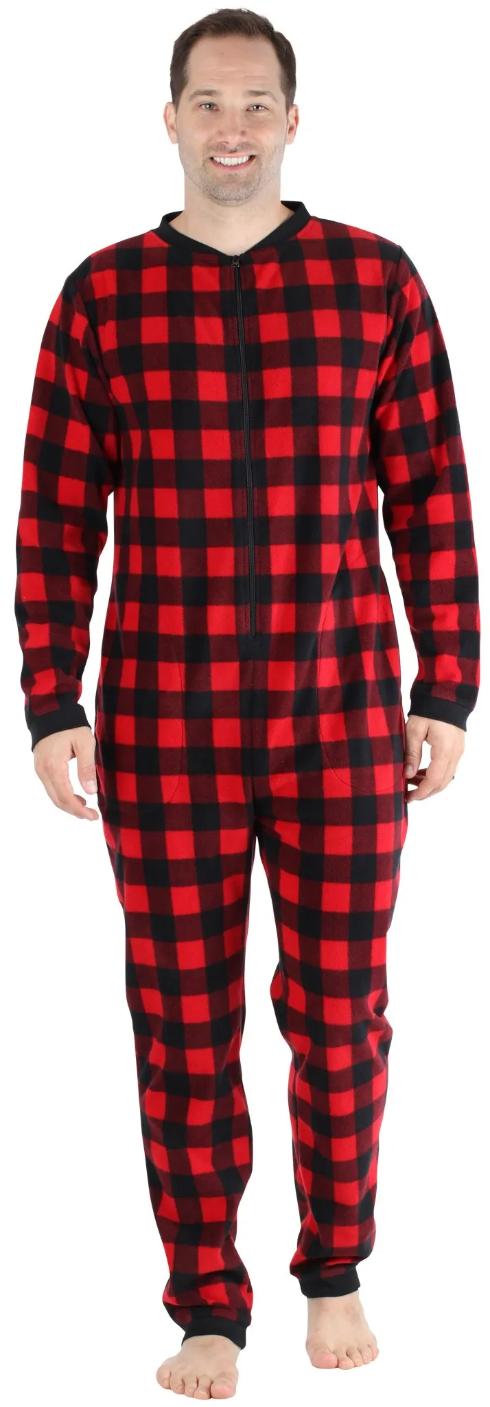 Sleepyheads Men’s Fleece Non-Footed Solid Color Onesie Pajamas Jumpsuit