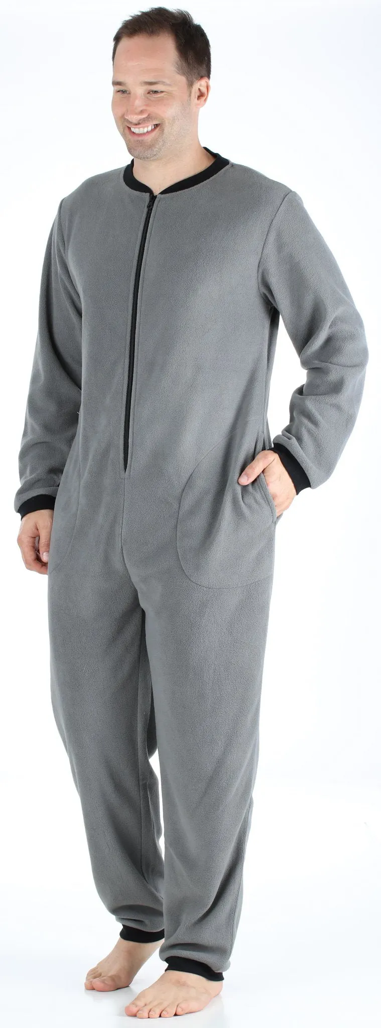 Sleepyheads Men’s Fleece Non-Footed Solid Color Onesie Pajamas Jumpsuit