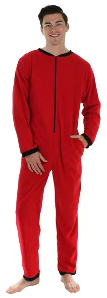 Sleepyheads Men’s Fleece Non-Footed Solid Color Onesie Pajamas Jumpsuit