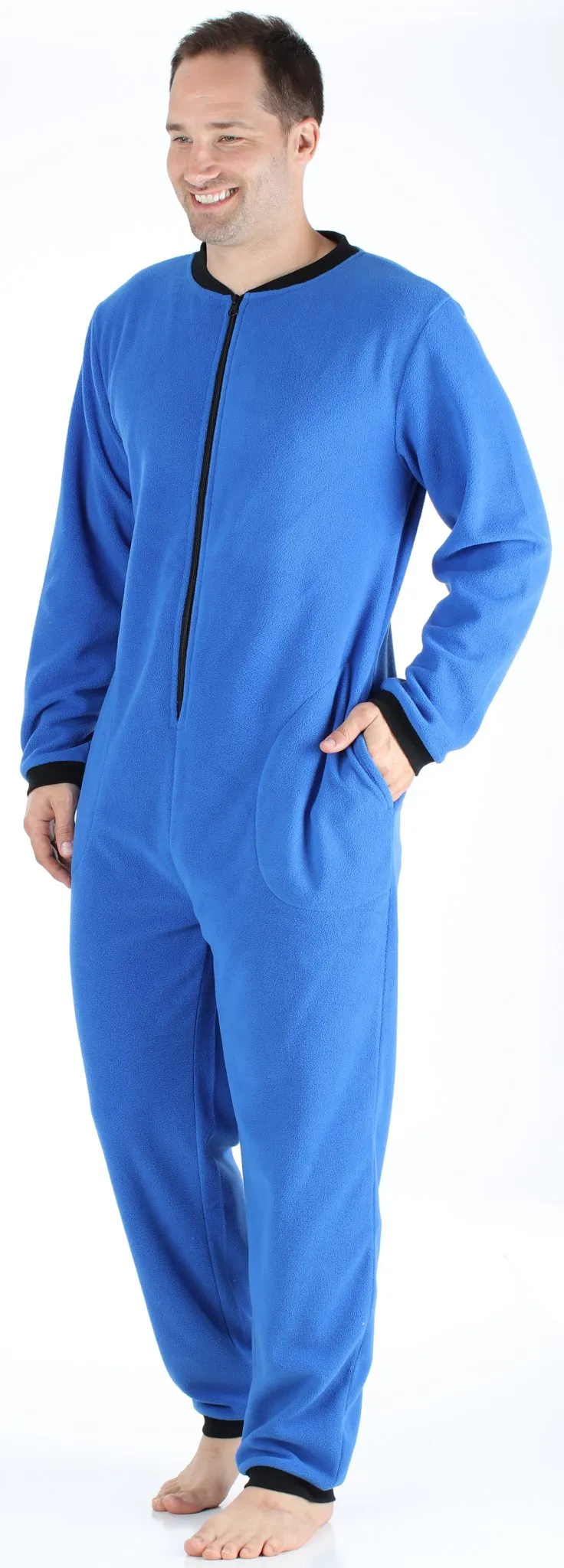 Sleepyheads Men’s Fleece Non-Footed Solid Color Onesie Pajamas Jumpsuit