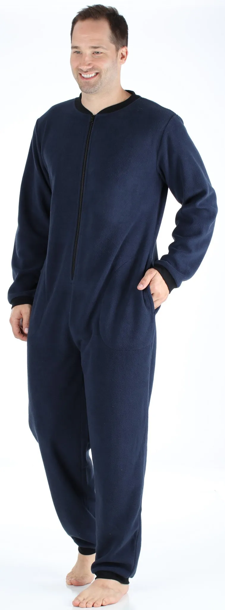 Sleepyheads Men’s Fleece Non-Footed Solid Color Onesie Pajamas Jumpsuit