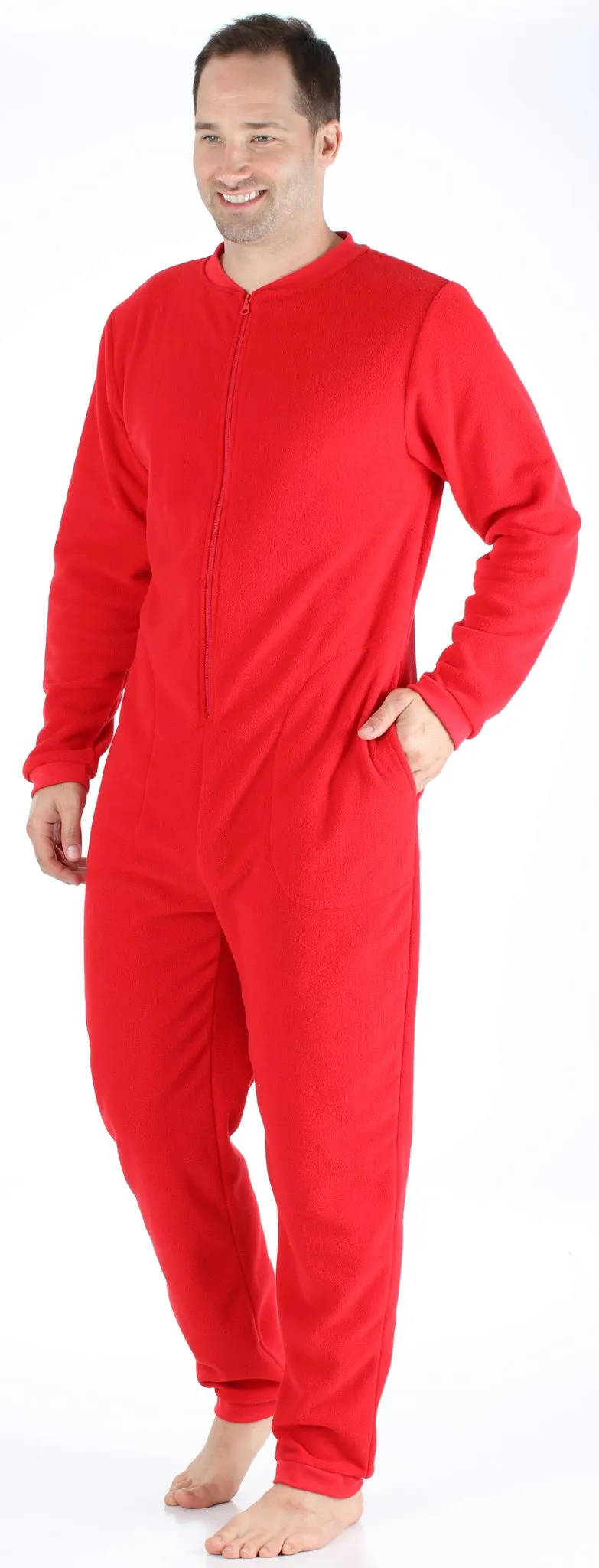 Sleepyheads Men’s Fleece Non-Footed Solid Color Onesie Pajamas Jumpsuit