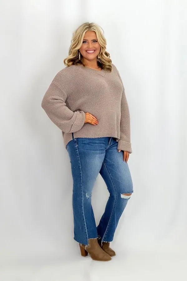 Taupe Soft Touch V-Neck Sweater