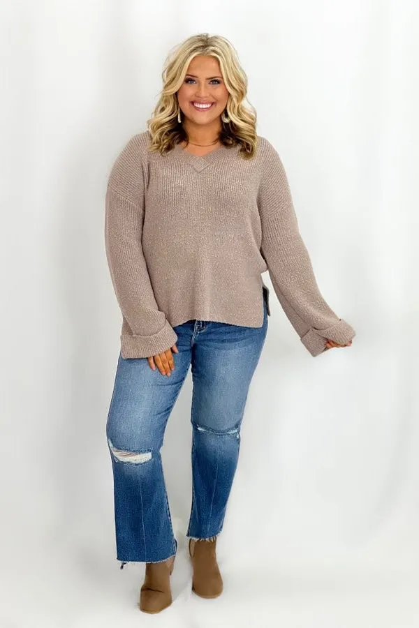 Taupe Soft Touch V-Neck Sweater