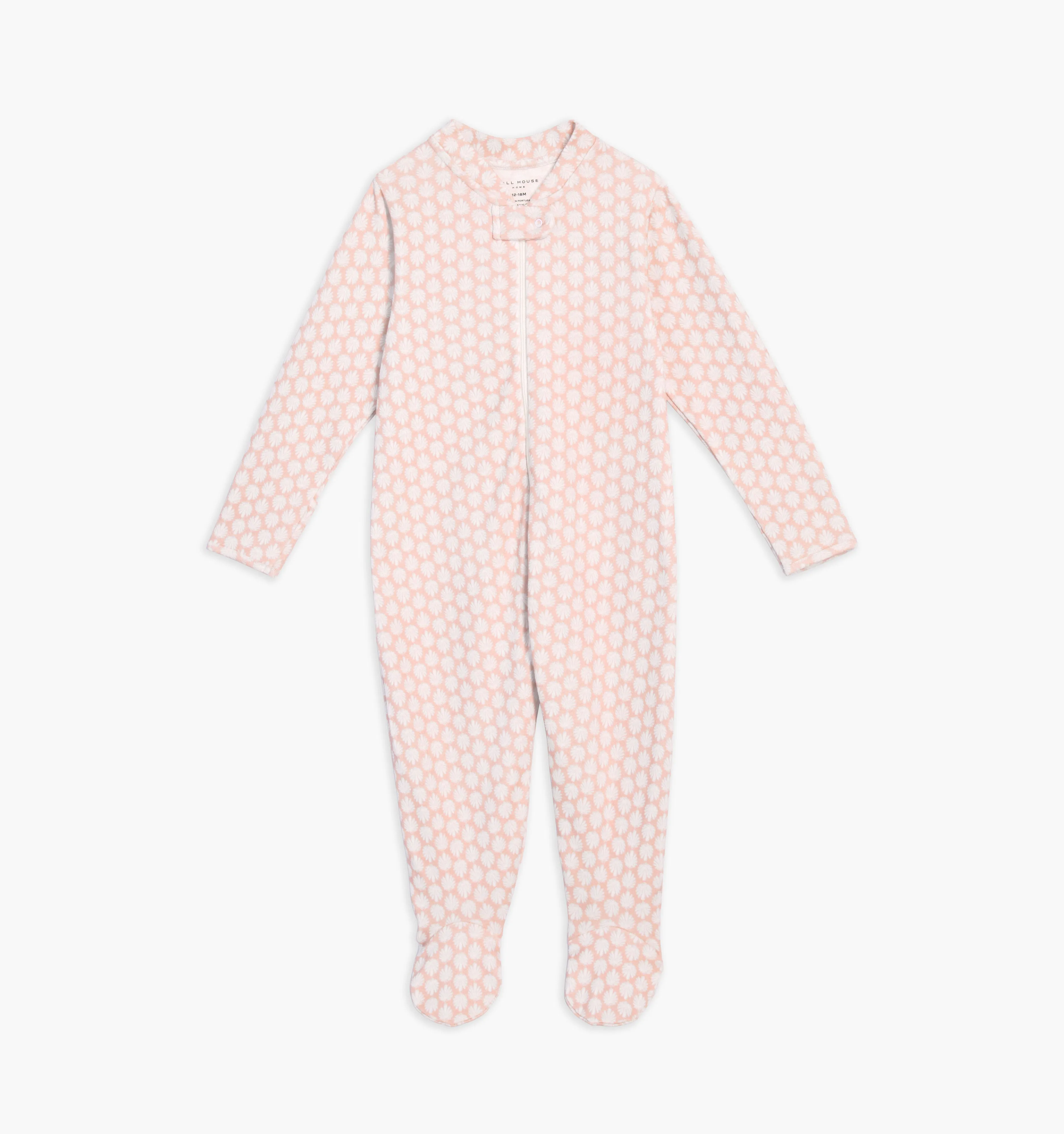 The Footie Pajama - Coral Baroque Shell