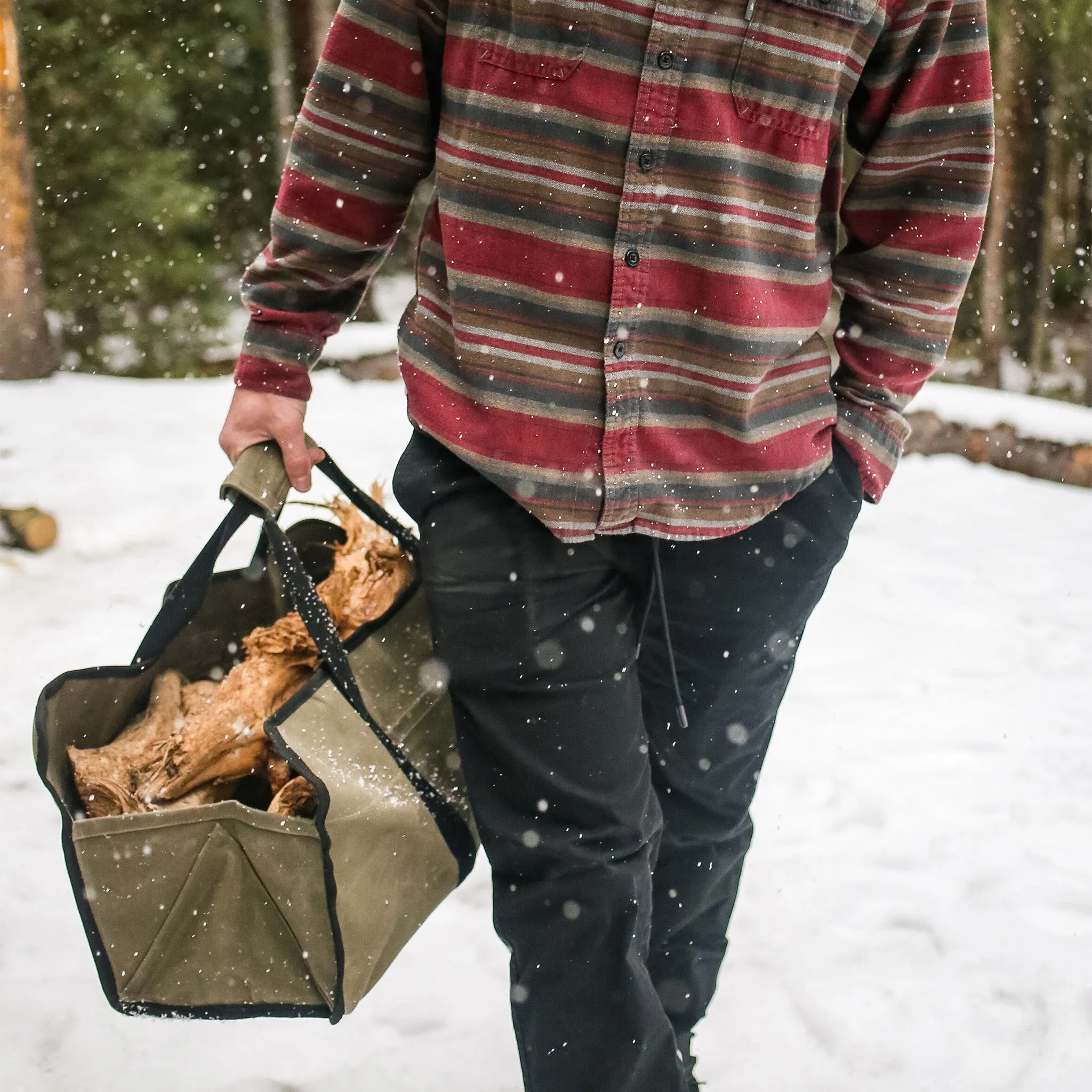 Tote Shape Canvas Firewood Log Carriers