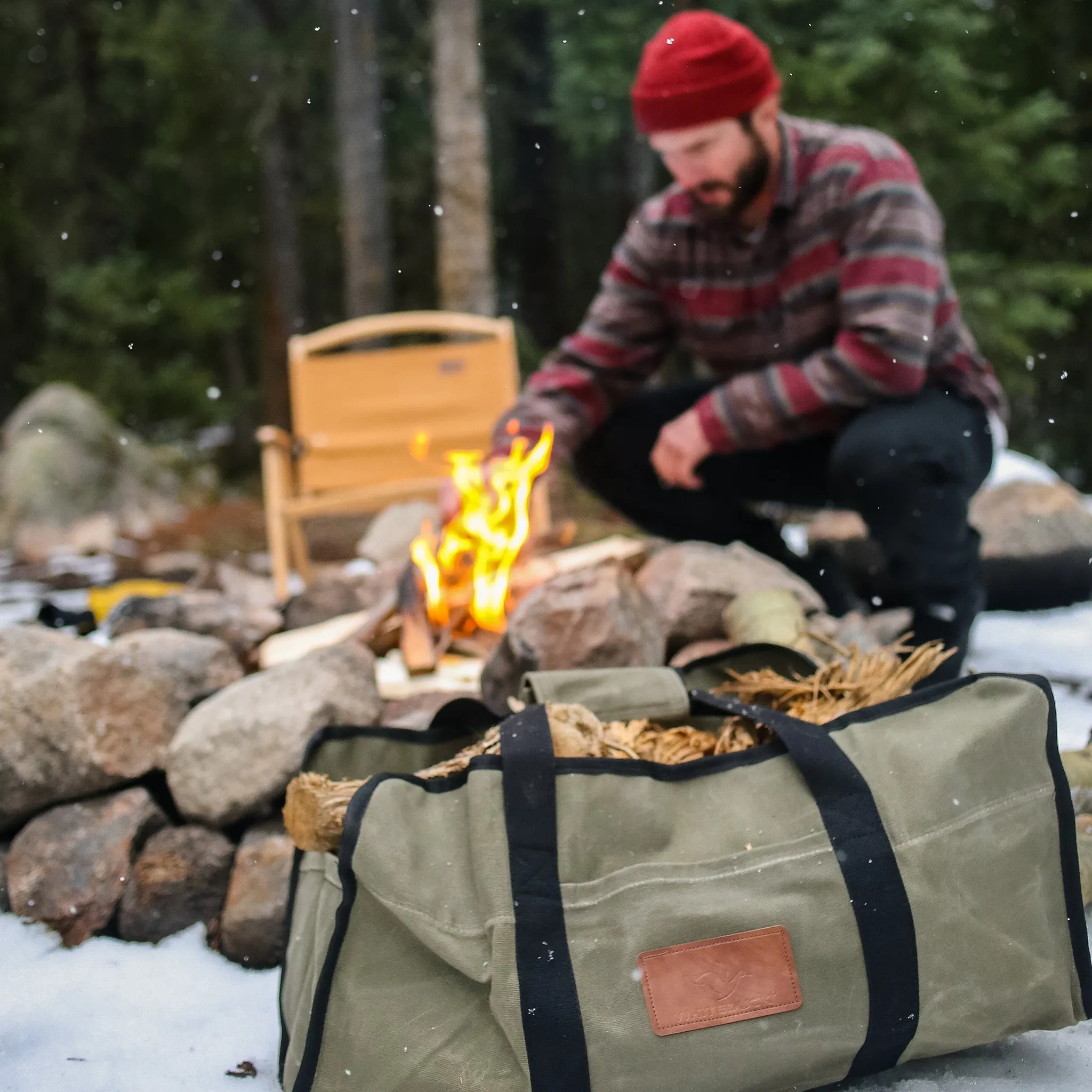 Tote Shape Canvas Firewood Log Carriers