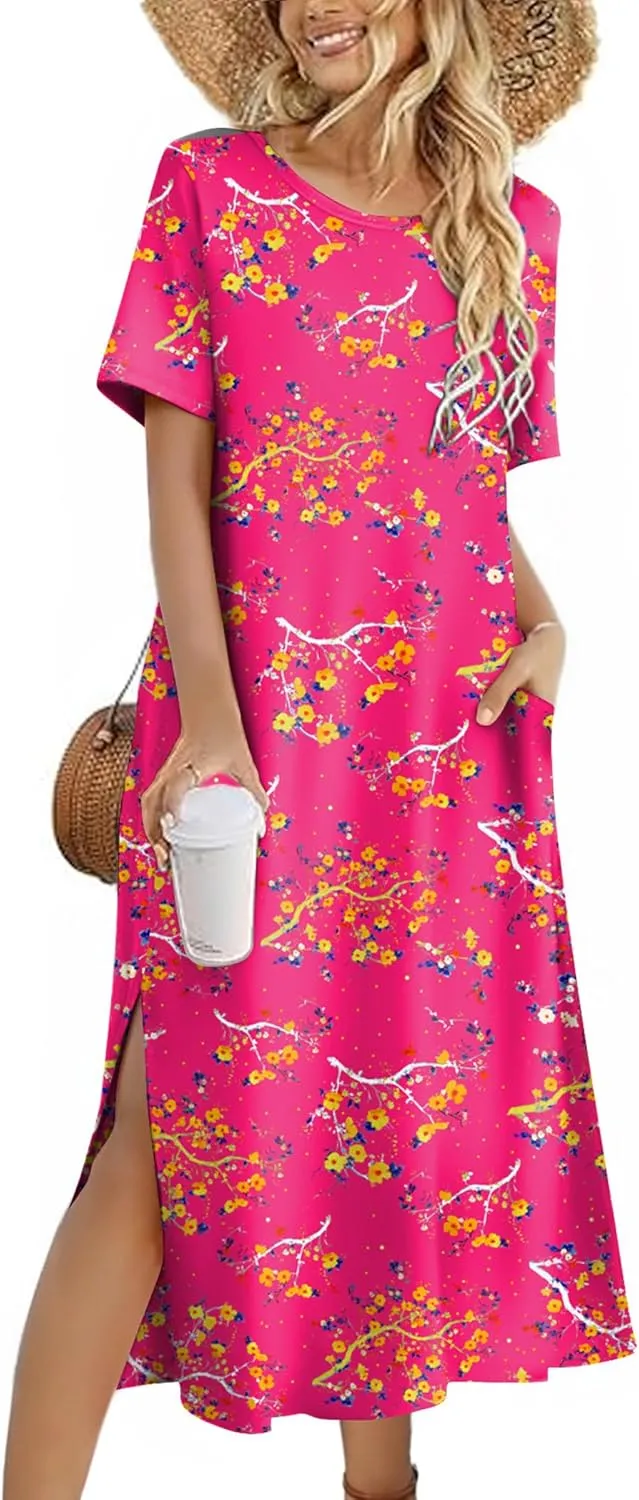 Zeagoo Women Floral Summer Dress Casual Beach Dress