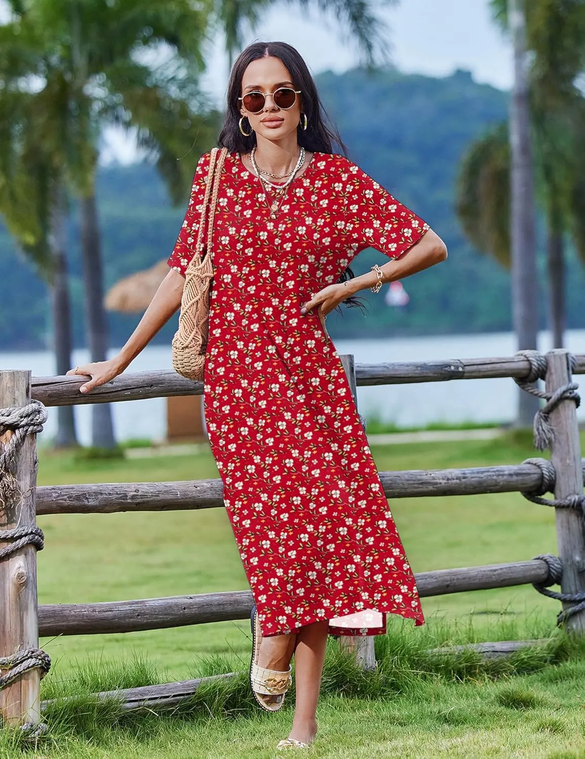 Zeagoo Women Floral Summer Dress Casual Beach Dress