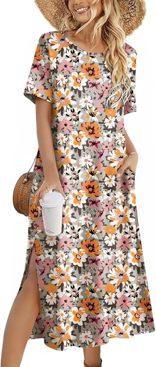 Zeagoo Women Floral Summer Dress Casual Beach Dress