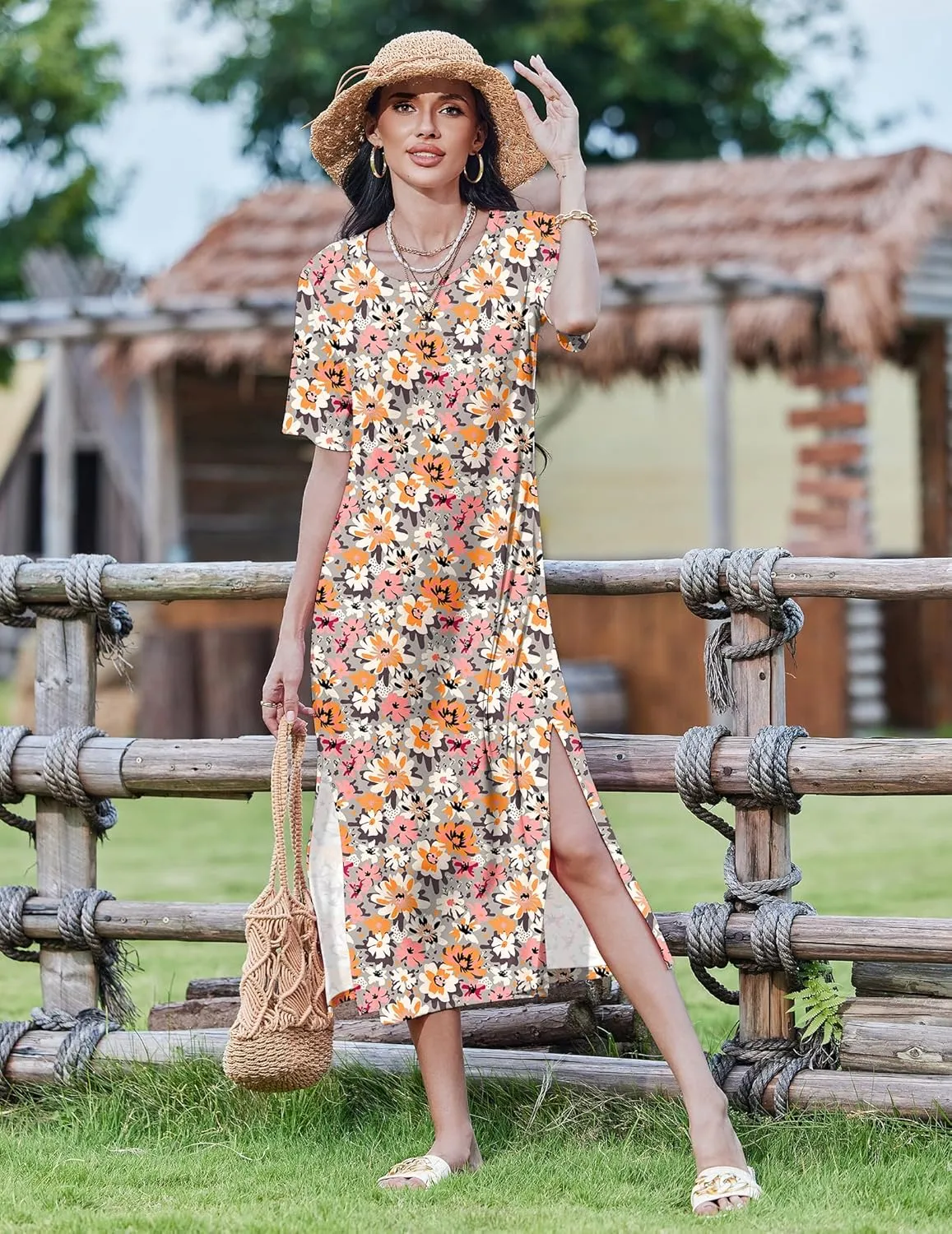 Zeagoo Women Floral Summer Dress Casual Beach Dress