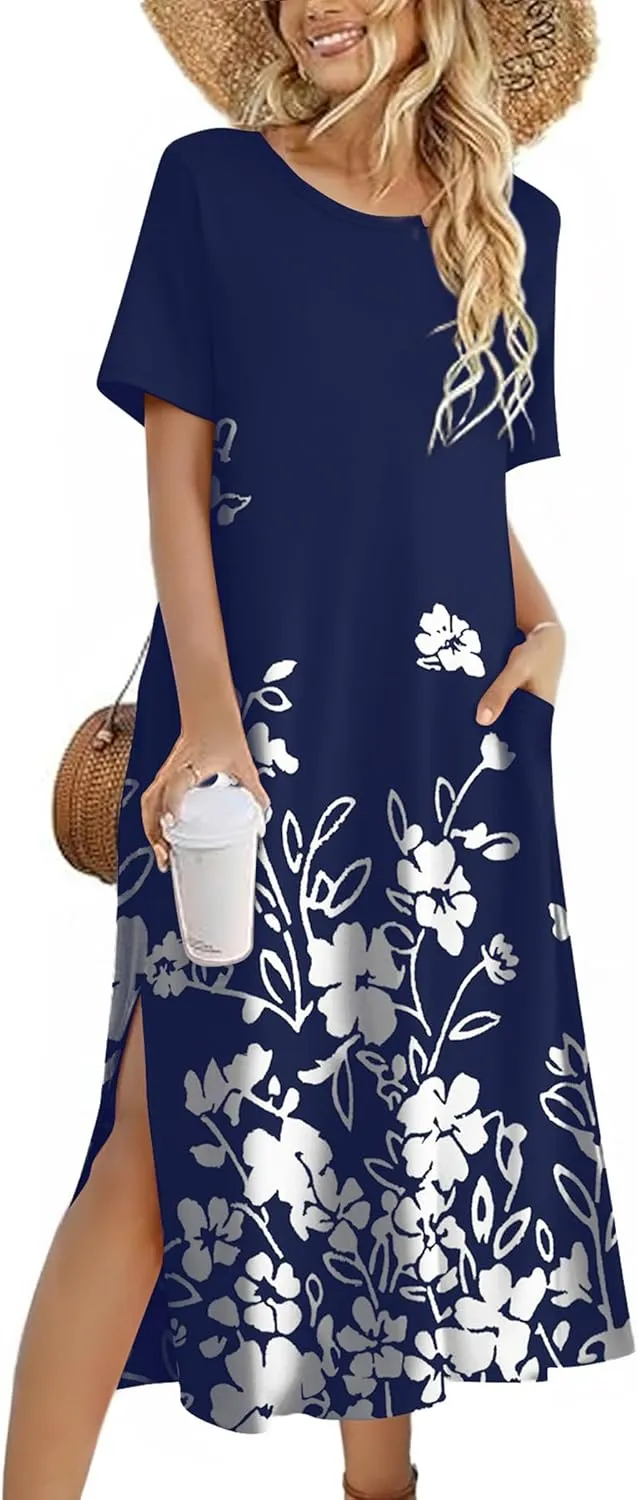 Zeagoo Women Floral Summer Dress Casual Beach Dress