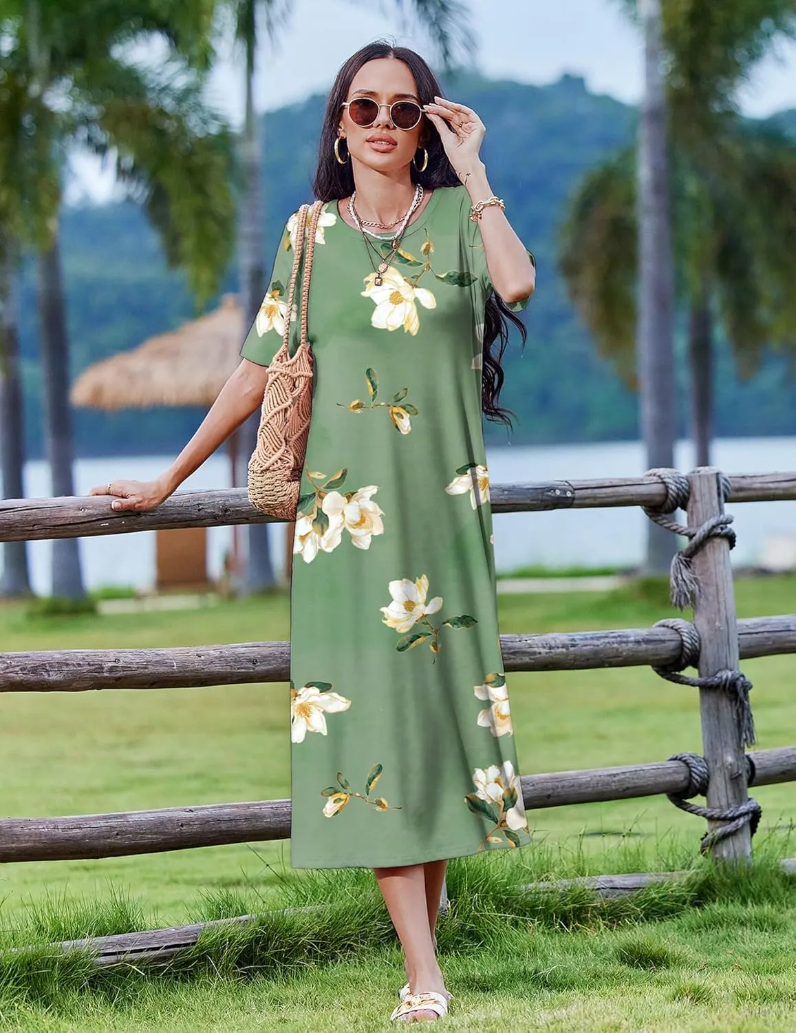 Zeagoo Women Floral Summer Dress Casual Beach Dress