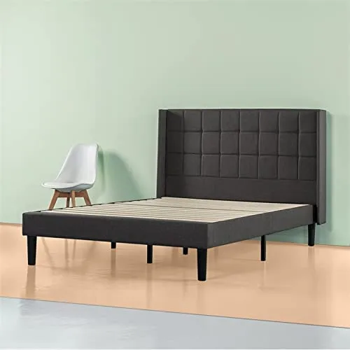 ZINUS Dori Upholstered Platform Bed Frame with Wingback Headboard / Mattress Foundation / Wood Slat Support / No Box Spring Needed / Easy Assembly, King