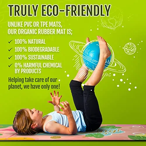 ZULY Eco Friendly Kids Yoga Mat with Free Strap Microfiber Suede Organic Rubber